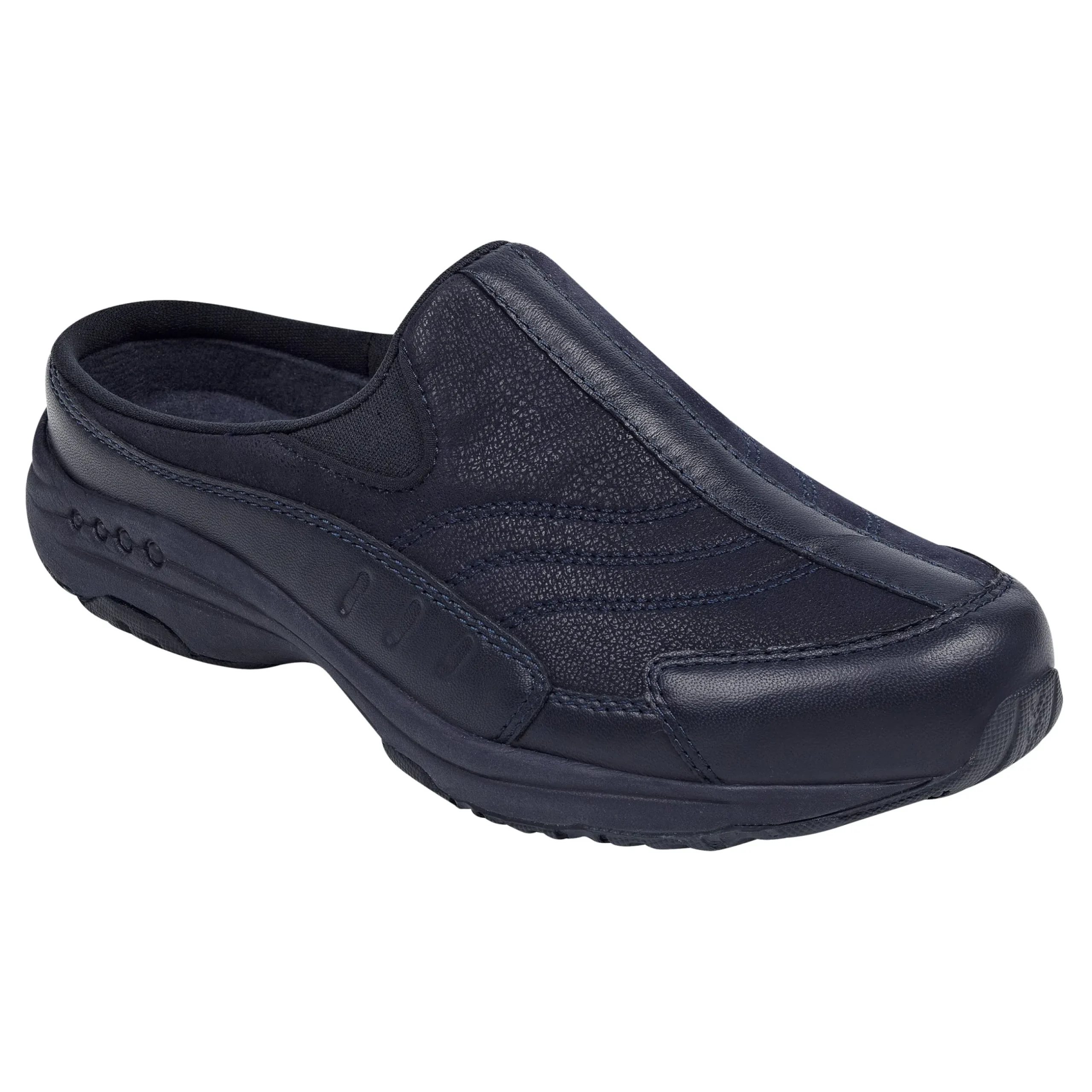 Sale Easy Spirit Traveltime Leather Clogs NavyLeather
