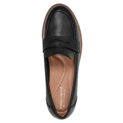 Outlet Easy Spirit Velia Casual Slip On Loafers BlackLeather