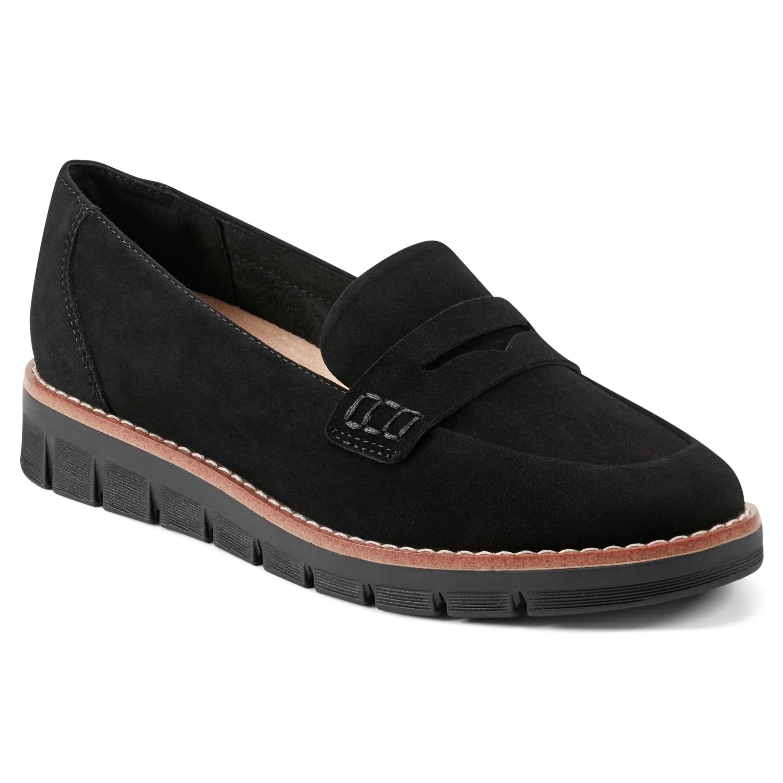 Clearance Easy Spirit Velia Casual Slip On Loafers BlackSuede