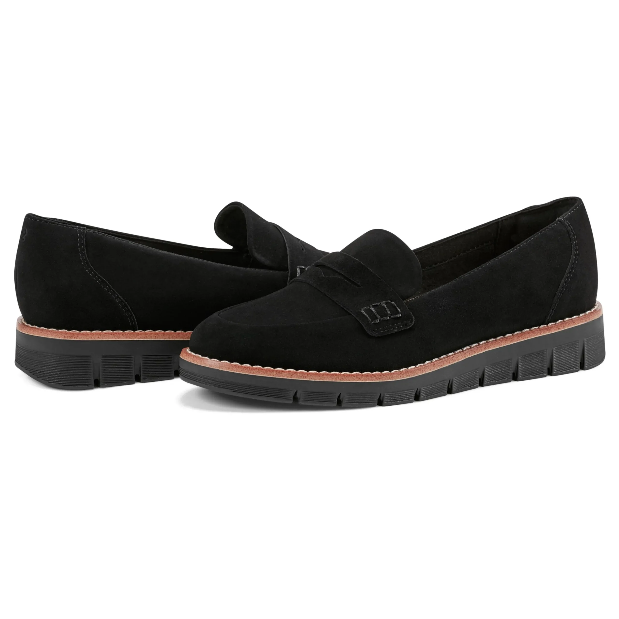Clearance Easy Spirit Velia Casual Slip On Loafers BlackSuede
